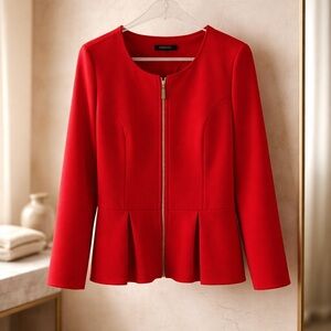 Relativity Women's Red Peplum Hem Blazer PTP 21”, L 25”, AL 23”
